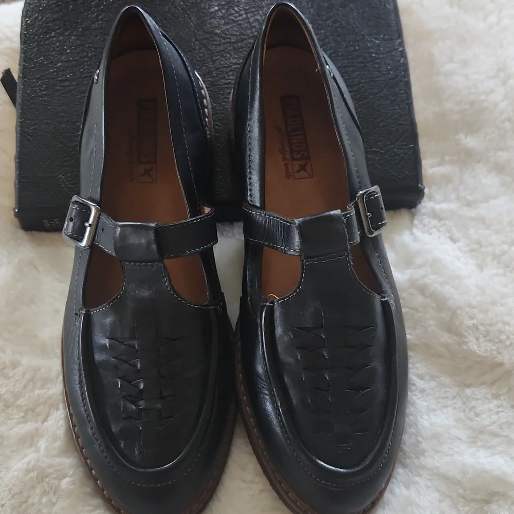 PIKOLINOS Black Leather Buckle Loafers Size 38 - Picture 4 of 9